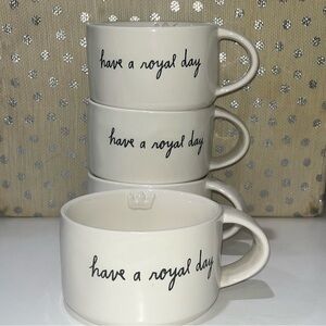 White Ceramic Bowl Set - 'Have a Royal Day'